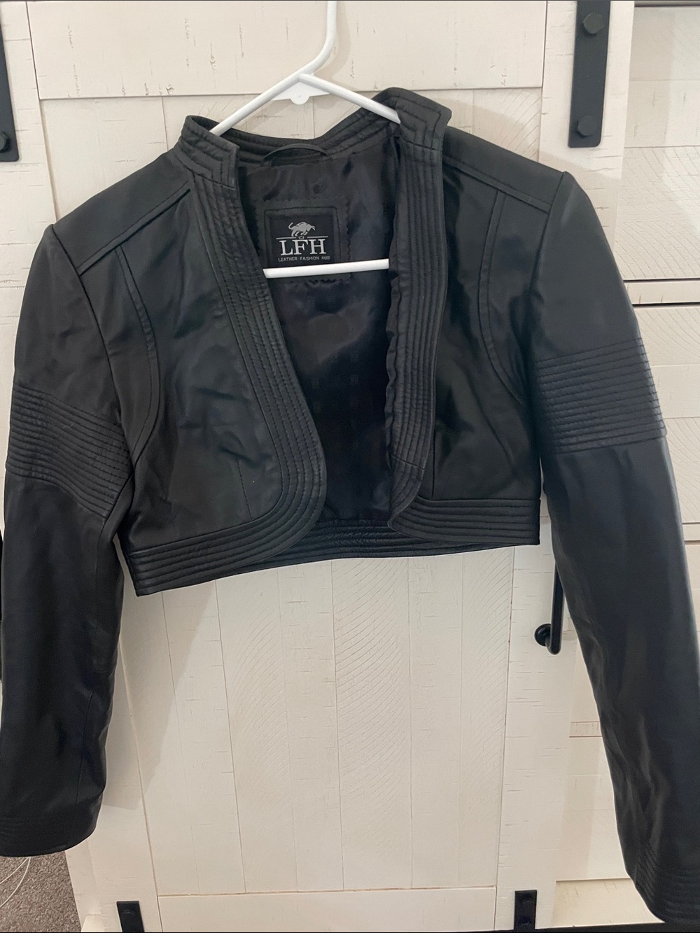 LF Black Cropped Moto Jacket with Quilted Trim